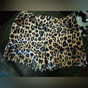 NWOT Crazy Train Leopard print fringe shorts